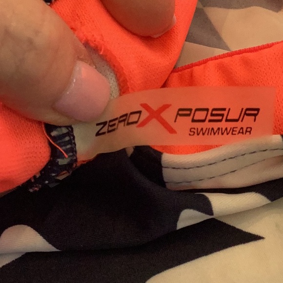 Tankini racerback top sz 14, Blue & White Floral w/accent orange - Picture 6 of 10